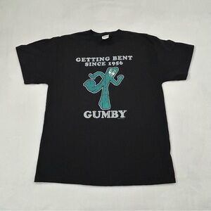 Retro Getting Bent Since 1956 Gumby Graphic Logo Black Short Sleeve Shirt Mens L